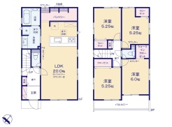 ■2号棟間取り図
家族構成や生活スタイルに応じて使い分けが可能なマルチエントランスな間取り
洗面室が1.25坪！収納充実！家事・育児・身支度がスムーズにこなせる“ゆとりのある暮らし”
